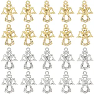 20PCS 2Colors Brass Micro Pave Cubic Zirconia Charms