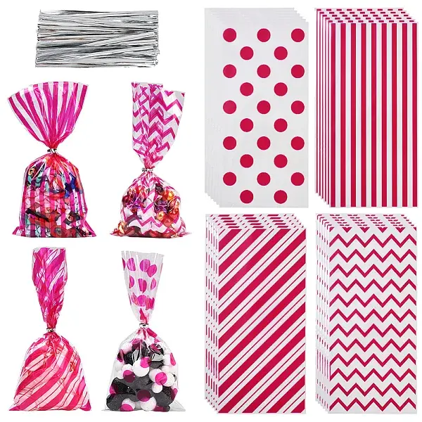 100Pcs 4 Styles Rectangle Plastic Candy Bags