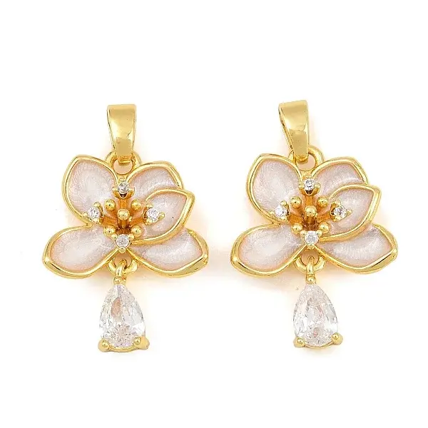 Brass Micro Pave Clear Cubic Zirconia Pendants
