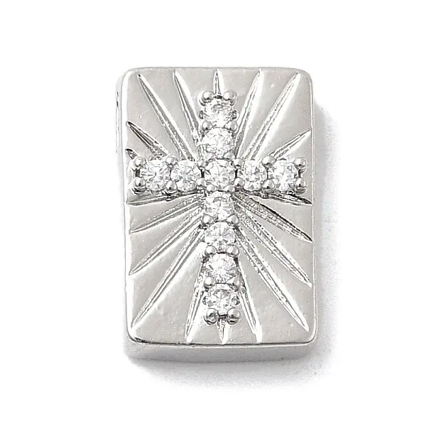 Brass Micro Pave Cubic Zirconia Beads