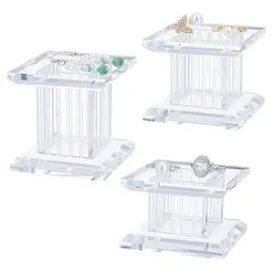 3Pcs 3 Sizes Square Acrylic Jewelry Display Pedestals