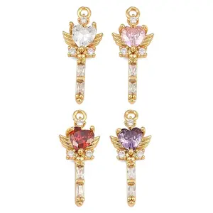 Brass Micro Pave Cubic Zirconia Pendants
