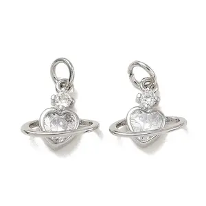 Brass Pave Clear Cubic Zirconia Charms