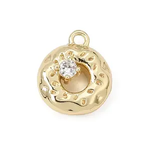 Brass Micro Pave Clear Cubic Zirconia Charms