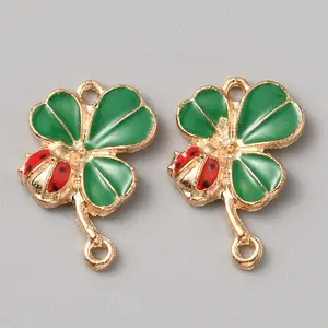 Ladybug Clover Alloy Enamel Connector Charms