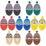 7 Pairs 7 Styles Wood Stud Earrings