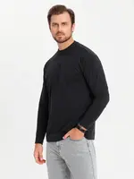 Ombre Men's LOOSE FIT cotton longsleeve with round neckline - black