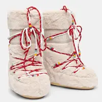 Sněhule Moon Boot MB ICON FAUX FUR BEADS béžová barva, 80D1408990 L002