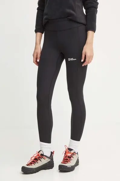 Sportovní legíny Jack Wolfskin Klintal dámské, černá barva, hladké, 1508901