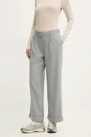 Kalhoty Hollister Co. dámské, šedá barva, jednoduché, high waist, KI356-4140