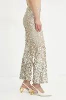 Kalhoty Luisa Spagnoli dámské, béžová barva, zvony, high waist, 541579