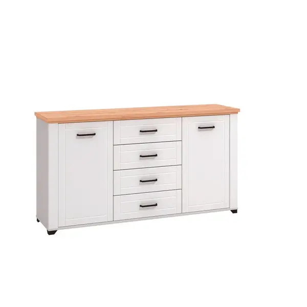 Landscape KOMODA, bílá, dub artisan, 161/86/41 cm