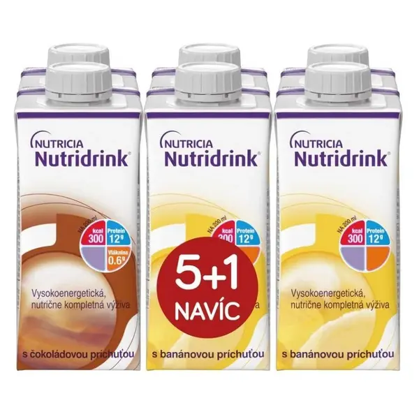 NUTRIDRINK Balíček 5+1 čokolada a banán 6 x 200 ml