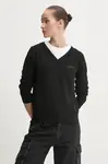 Svetr z hedvábné směsi Guess Jeans černá barva, lehký, W4BR84 Z3HO2