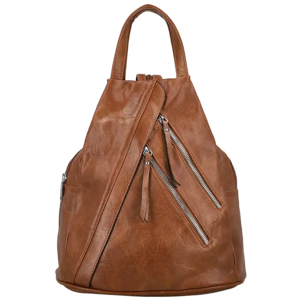 Módní dámský koženkový batoh Amália, hnědý