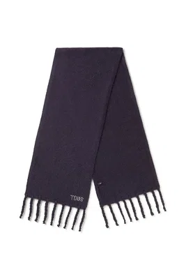Šátek z vlněné směsi Tous TEXTIL tmavomodrá barva, hladký, 2002203333
