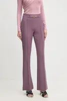 Kalhoty Artigli dámské, růžová barva, zvony, high waist, ACPA000038