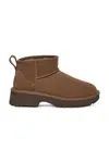Dětské semišové sněhule UGG KIDS CLASSIC ULTRA MINI NEW HEIGHTS hnědá barva, 1157732K