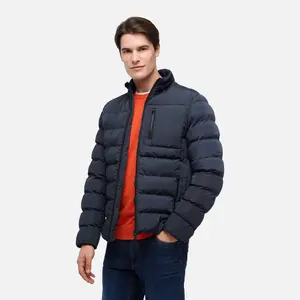 Dark Blue Men's Quilted Jacket Geox Snake - Mens