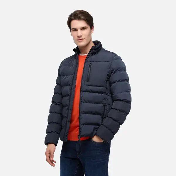 Dark Blue Men's Quilted Jacket Geox Snake - Mens