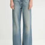Džíny Levi's RIBCAGE WIDE LEG dámské, modrá barva, A6081