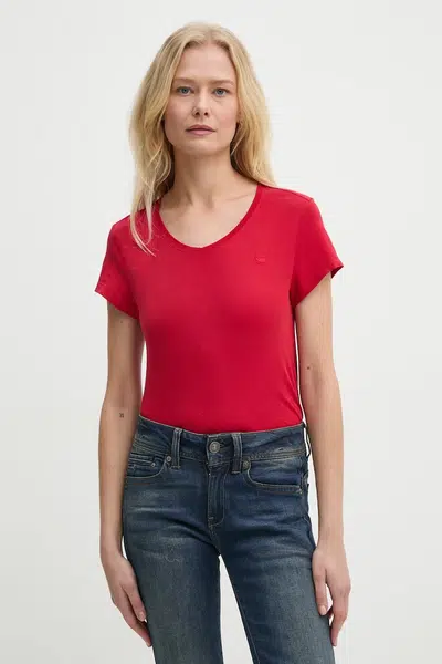 Bavlněné tričko G-Star Raw dámské, červená barva, D24533-4107