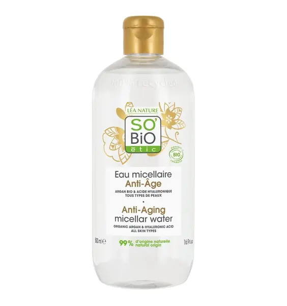SO’BiO étic Anti-age Précieux Argan Micelární voda s hyaluronem BIO 500 ml