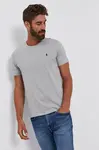 Bavlněné tričko Polo Ralph Lauren šedá barva, hladké, 714844756003