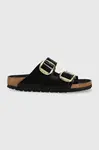 Kožené pantofle Birkenstock Arizona Big Buckle dámské, černá barva,  1021476
