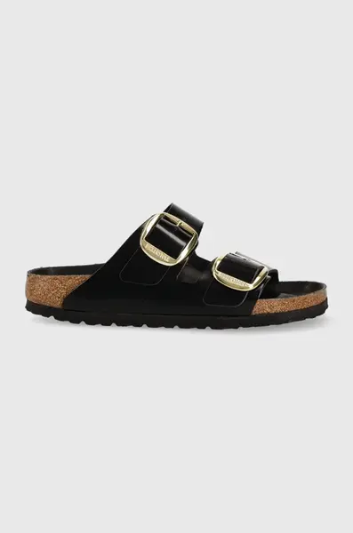 Kožené pantofle Birkenstock Arizona Big Buckle dámské, černá barva,  1021476