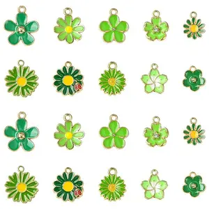 60Pcs 10 Styles Golden Tone Alloy Enamel Pendants