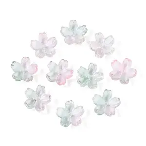 Baking Painted Transparent Glass Bead Caps