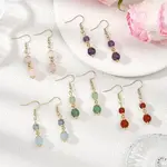 Natural Mixed Stone Round Dangle Earrings