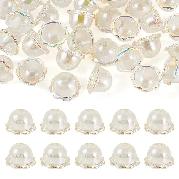 30Pcs UV Plating Acrylic Bead Caps