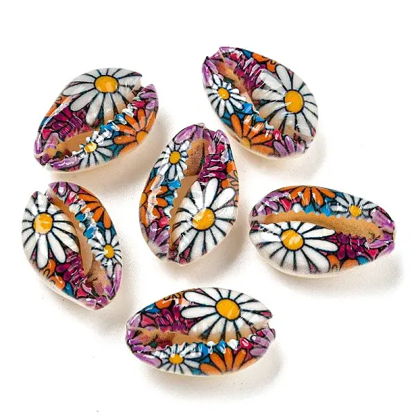 Printed Natural Shell Beads