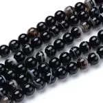 Natural Black Agate Bead Strands