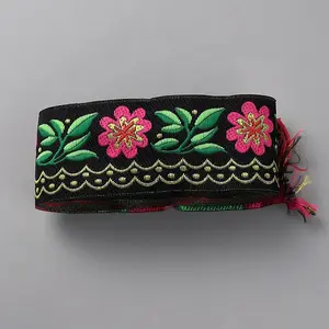 Ethnic Style Polyester Embroidery Flower Ribbon