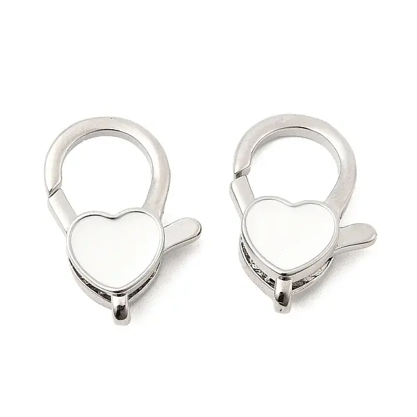 Heart Brass Enamel Lobster Claw Clasps