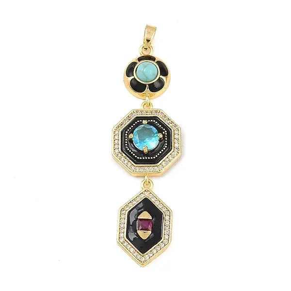 Brass Micro Pave Cubic Zirconia Big Pendants