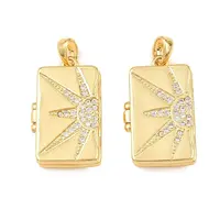 Brass Micro Pave Clear Cubic Locket Pendants