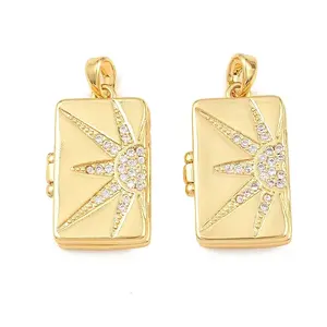 Brass Micro Pave Clear Cubic Locket Pendants