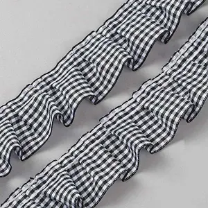10 Yards Polyester Ruffled Pleated Tartan Lace Ribbon