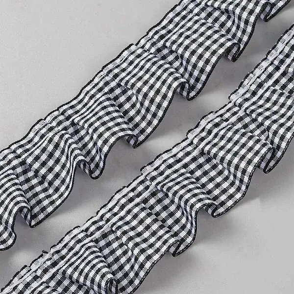 10 Yards Polyester Ruffled Pleated Tartan Lace Ribbon