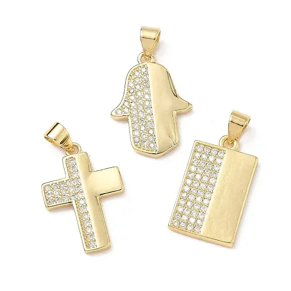 Brass Micro Pave Cubic Zirconia Pendants