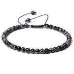 Adjustable Women's Snowflake Obsidian Beaded Bracelet