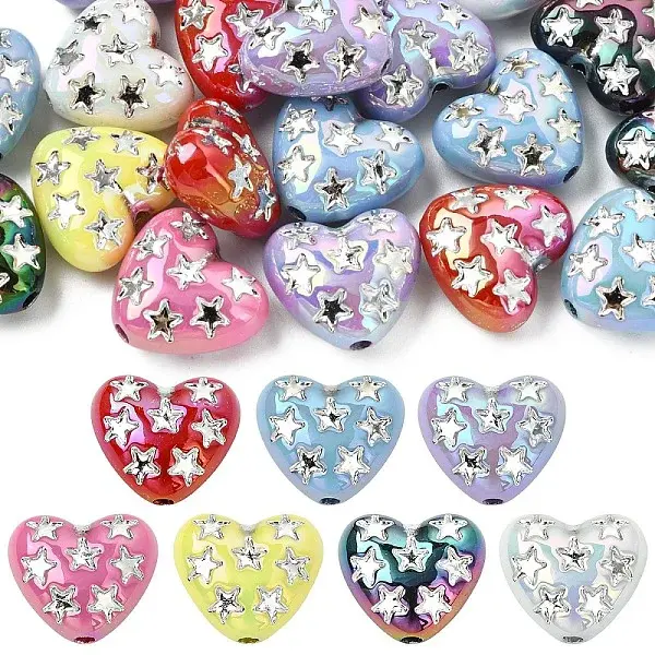 20Pcs UV Plating Iridescent Acrylic Beads