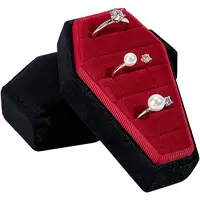 6-Slot Coffin Shaped Velvet Jewelry Ring Organizer Boxes