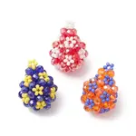 3Pcs Handmade Glass Seed Beaded Pendants