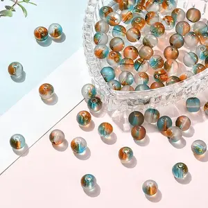 100Pcs Frosted Baking Painted Glass Beads