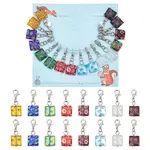 16Pcs Square Handmade Millefiori Glass Pendant Locking Stitch Markers